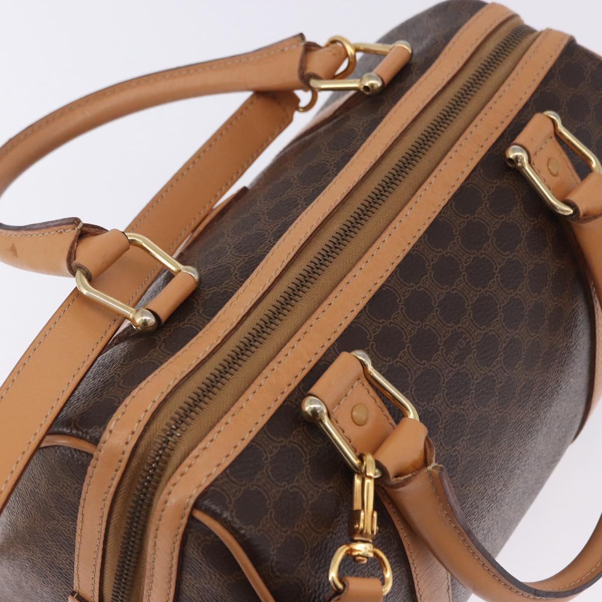 CELINE Macadam Canvas Hand Bag PVC Leather 2way Brown Gold Auth 199479V