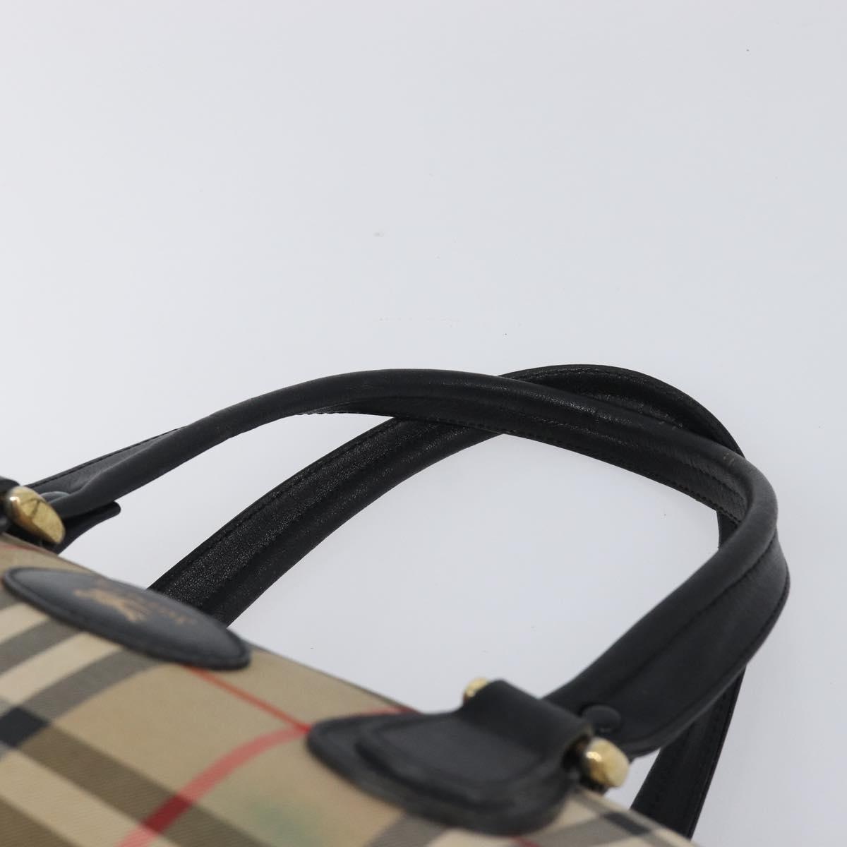Burberrys Nova Check Boston Bag Canvas Beige Gold Auth 199480
