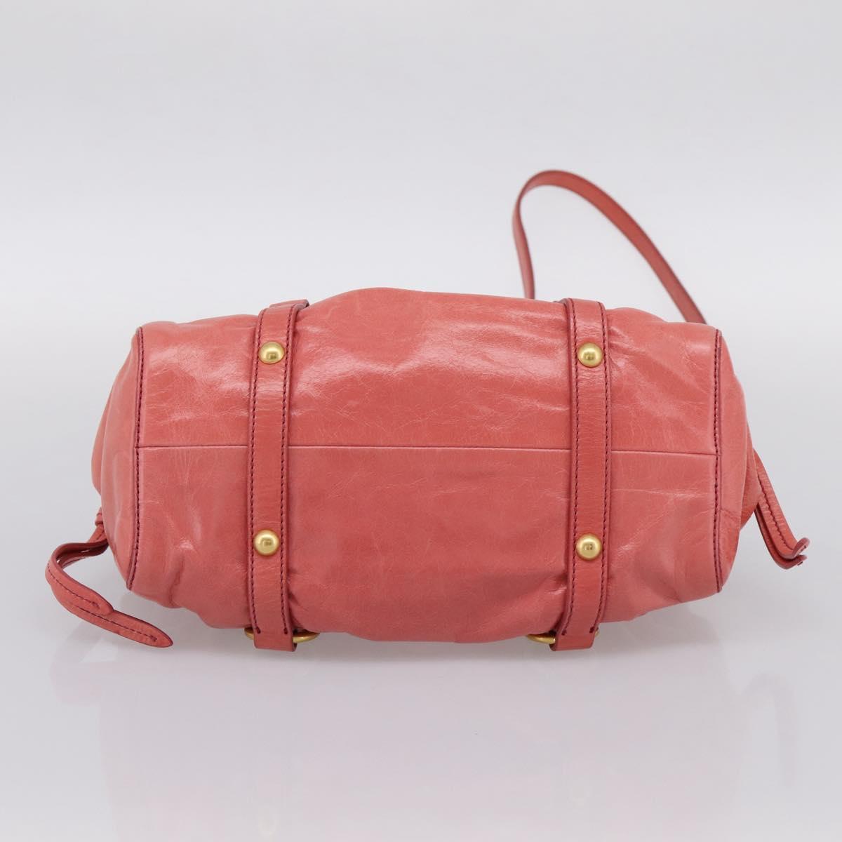 Miu Miu Vitello Luxe Hand Bag Leather 2way Pink Gold Auth 199481M