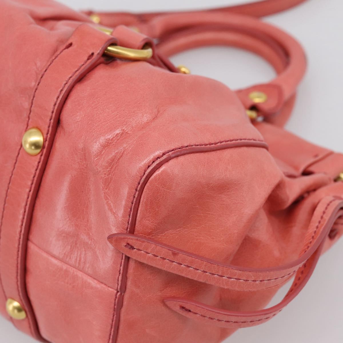 Miu Miu Vitello Luxe Hand Bag Leather 2way Pink Gold Auth 199481M