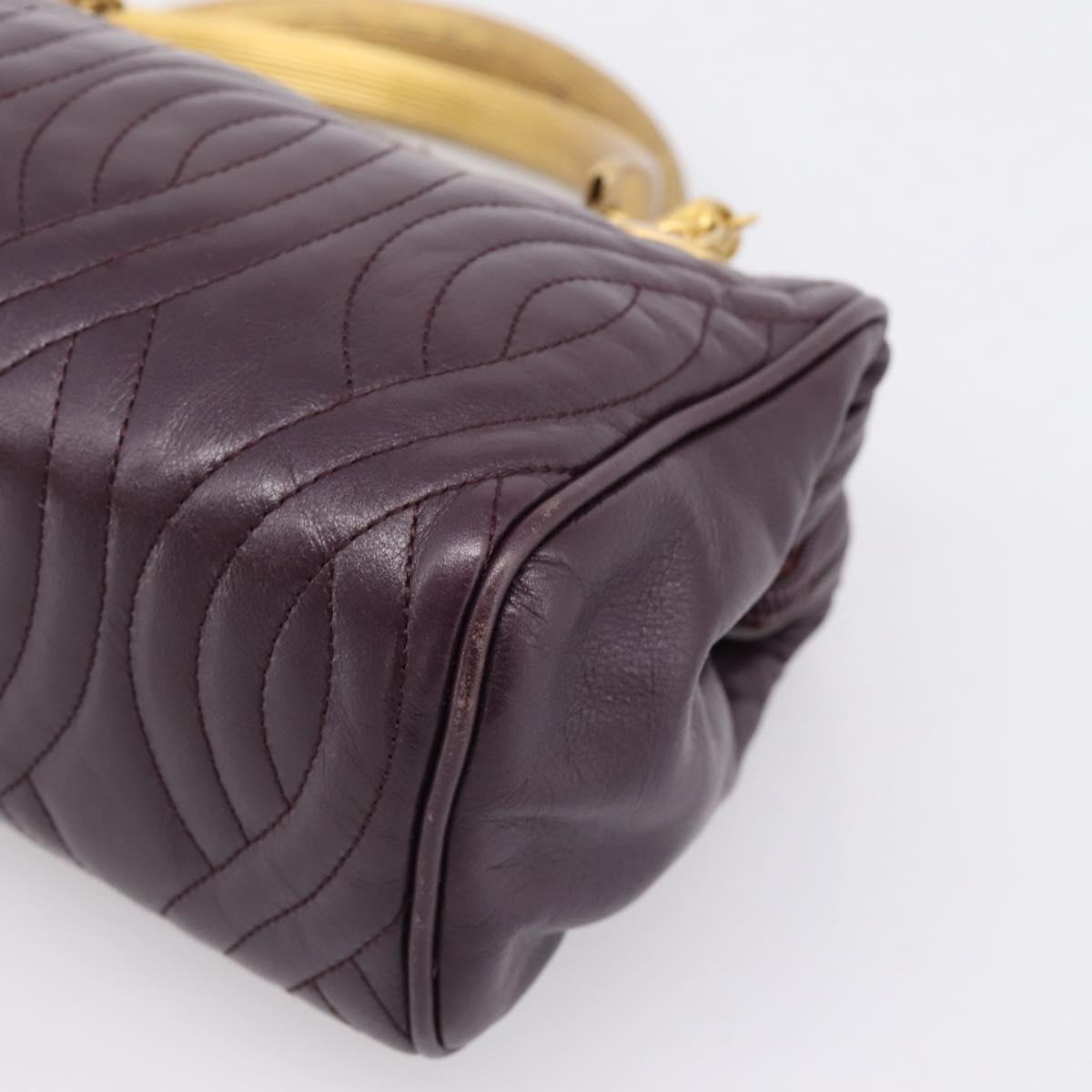 FENDI Hand Bag Leather Purple Gold Auth 199484V