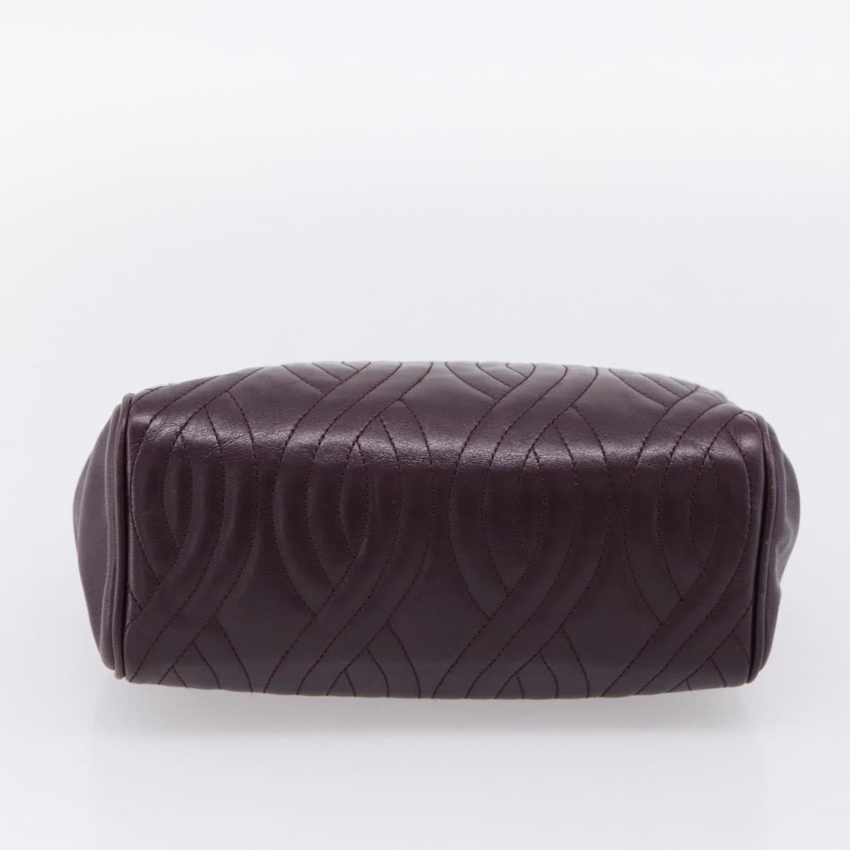 FENDI Hand Bag Leather Purple Gold Auth 199484V