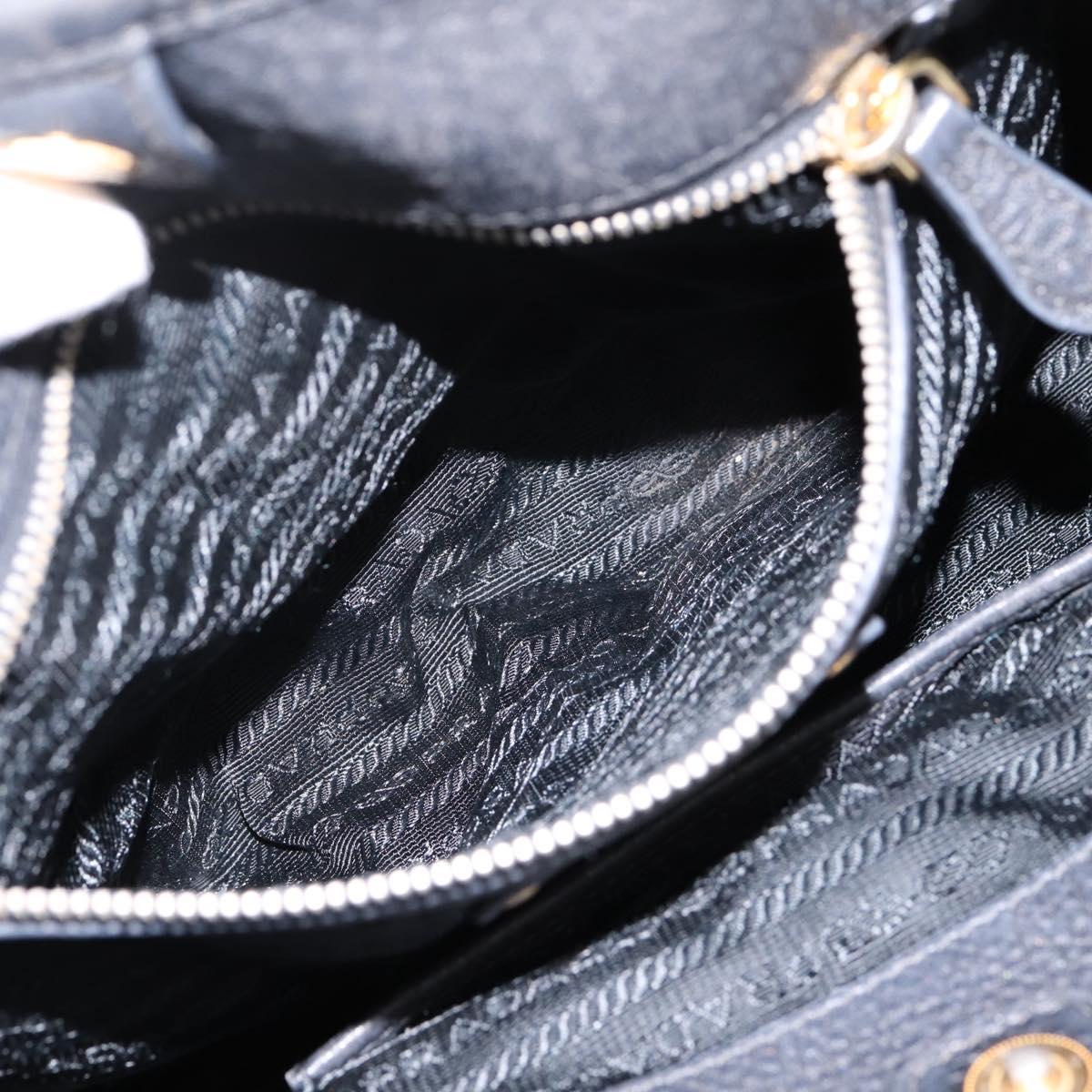 PRADA Hand Bag Nylon Leather 2way Black Gold Auth 199485A