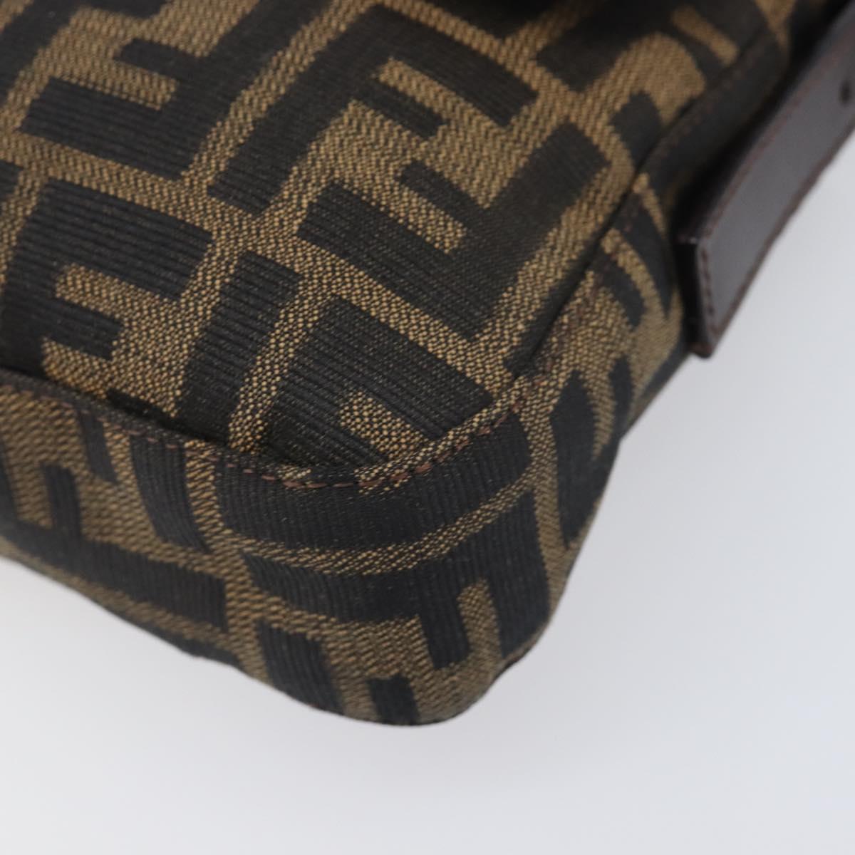 FENDI Zucca Canvas Mamma Baguette Shoulder Bag Brown Silver Auth 199489V