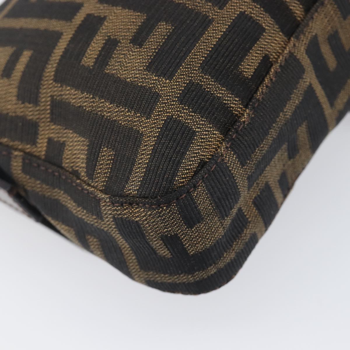 FENDI Zucca Canvas Mamma Baguette Shoulder Bag Brown Silver Auth 199489V