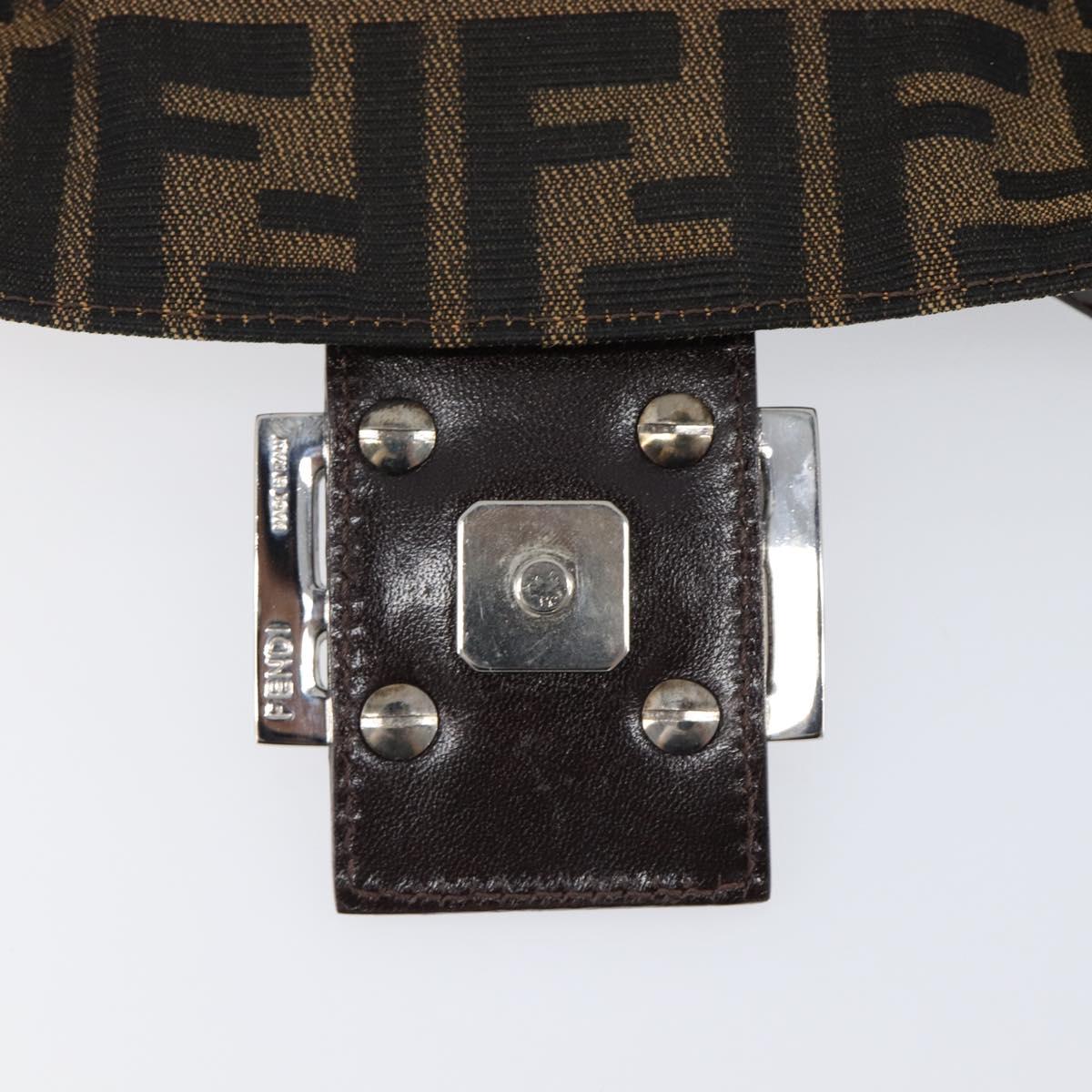 FENDI Zucca Canvas Mamma Baguette Shoulder Bag Brown Silver Auth 199489V