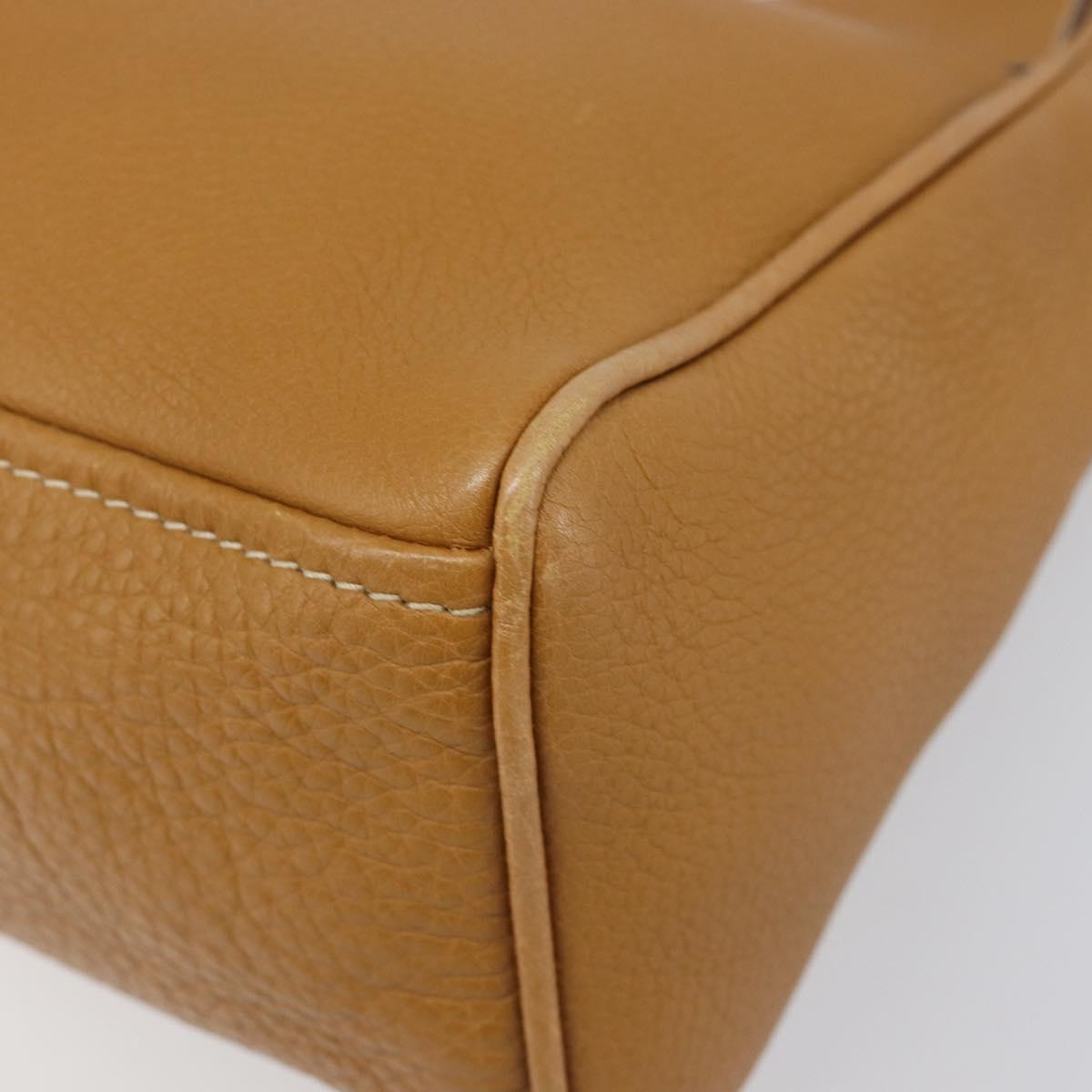PRADA Hand Bag Leather Brown Silver Auth 199493A