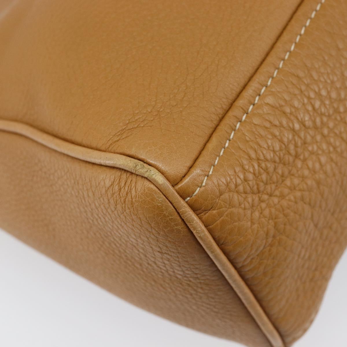 PRADA Hand Bag Leather Brown Silver Auth 199493A