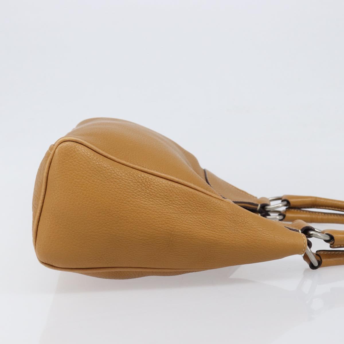 PRADA Hand Bag Leather Brown Silver Auth 199493A