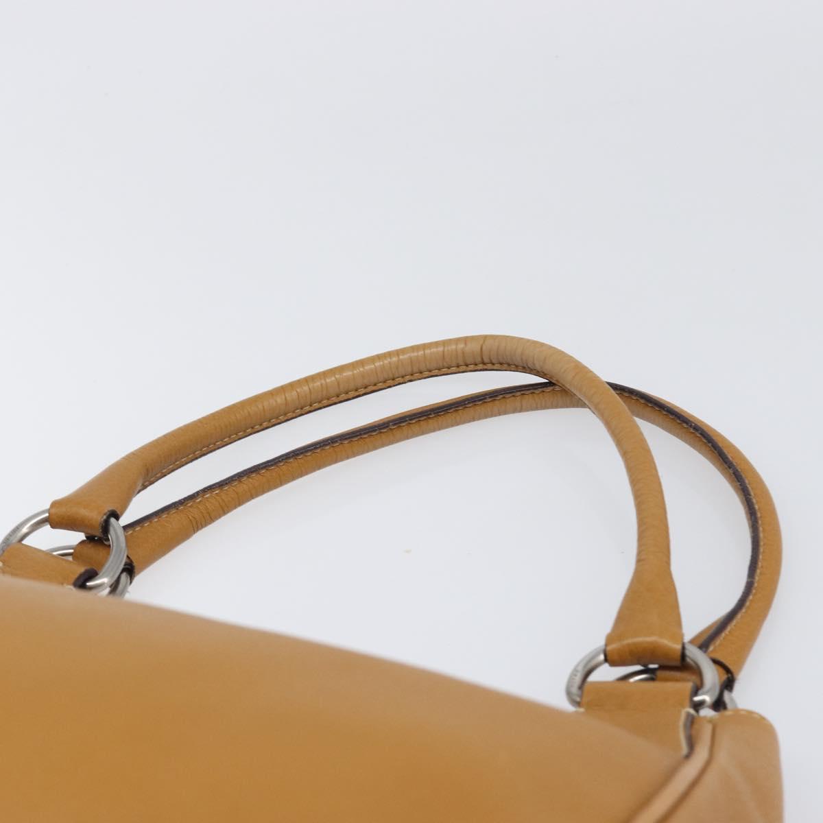 PRADA Hand Bag Leather Brown Silver Auth 199493A