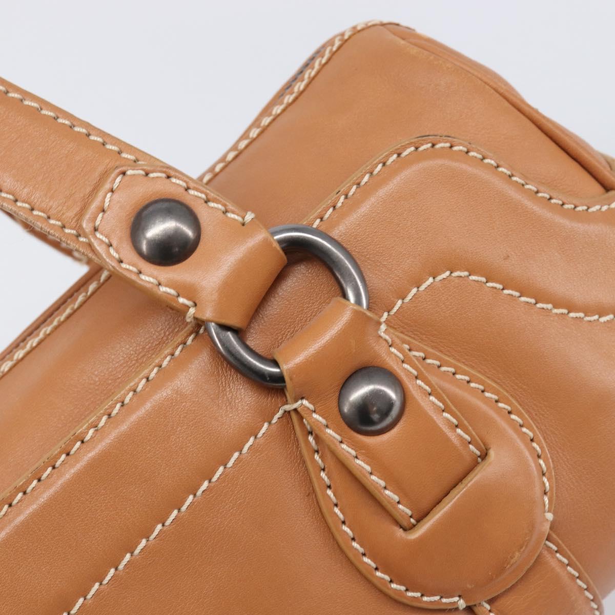 CELINE Hand Bag Leather Brown Silver Auth 199494A