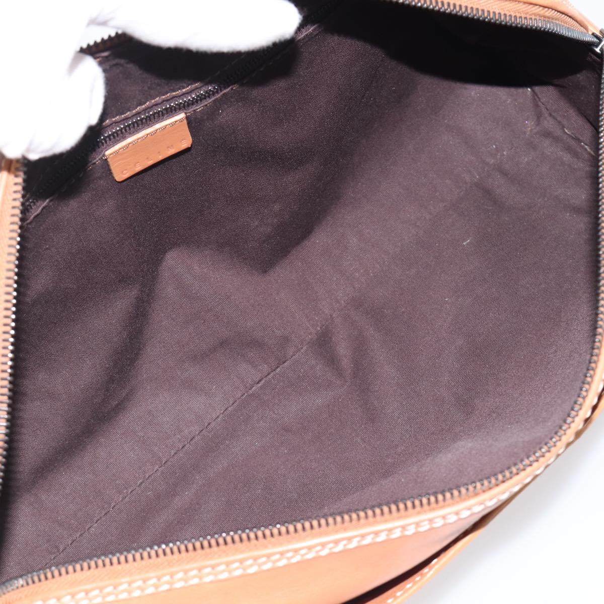CELINE Hand Bag Leather Brown Silver Auth 199494A