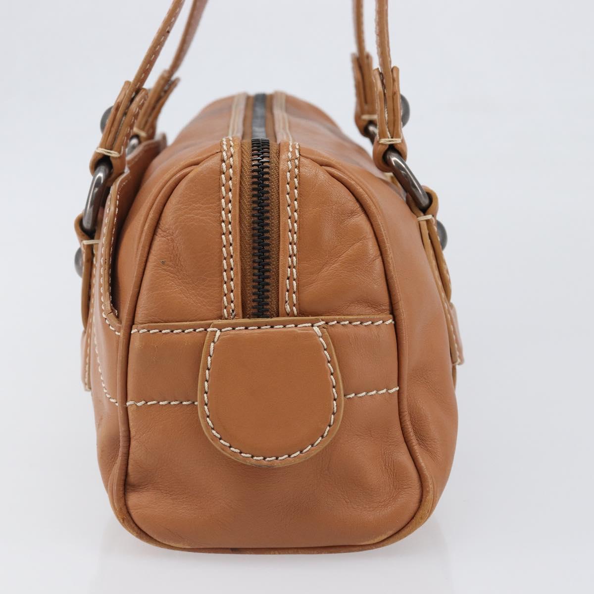 CELINE Hand Bag Leather Brown Silver Auth 199494A