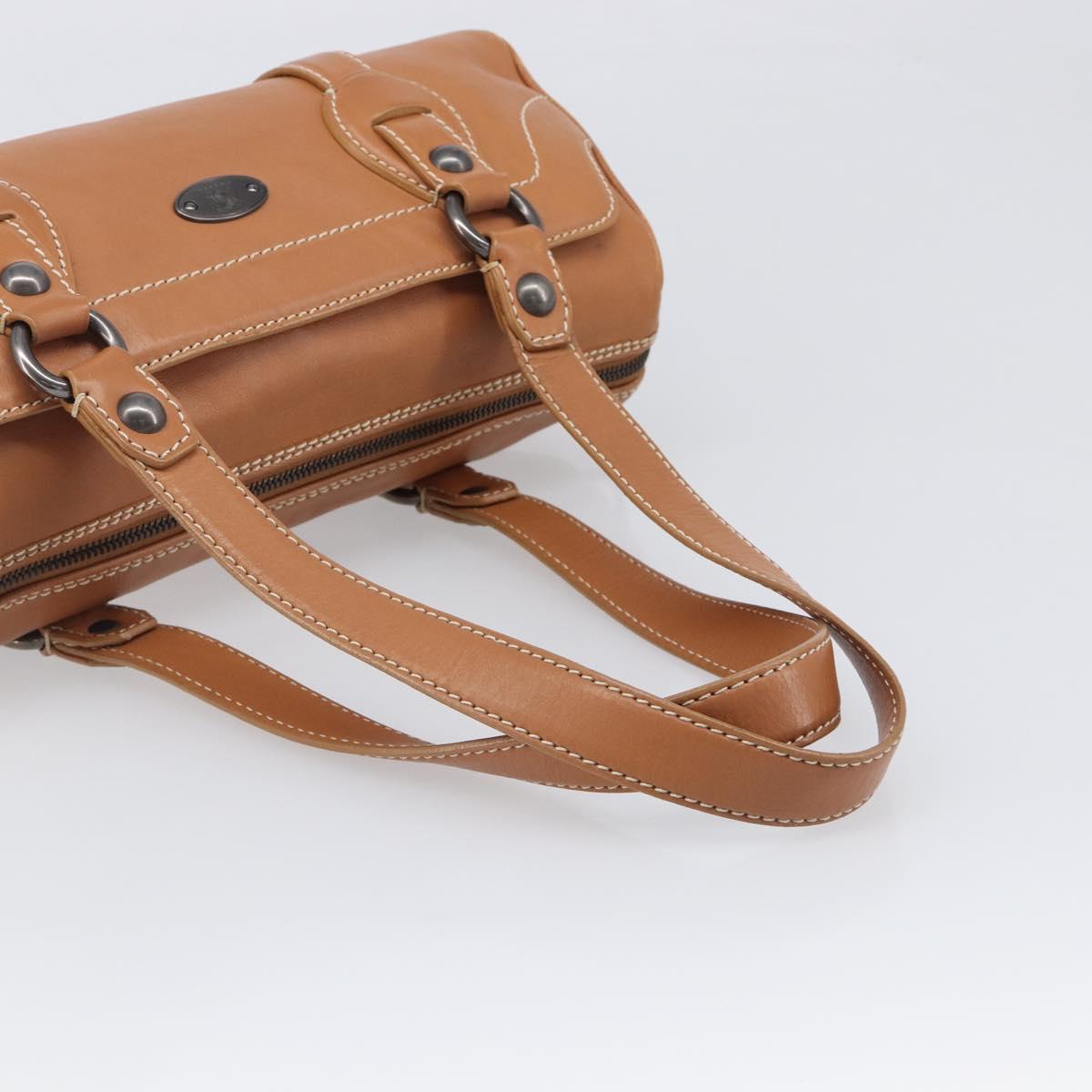 CELINE Hand Bag Leather Brown Silver Auth 199494A