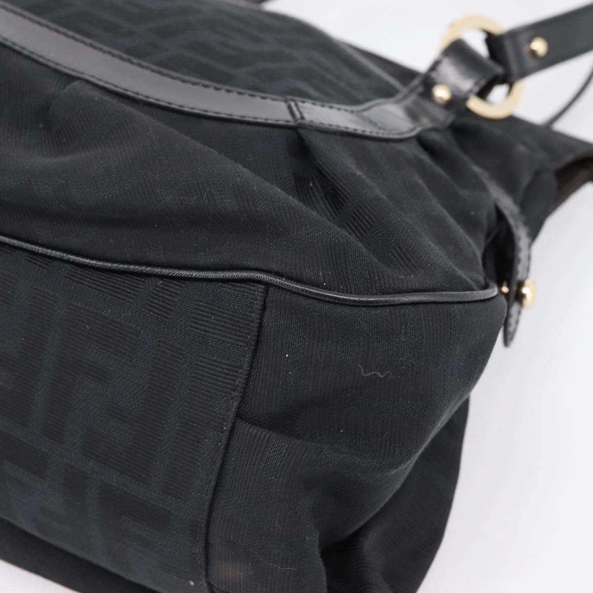 FENDI Zucca Canvas Tote Bag Black Gold Tone 8BR628 Auth 199495A