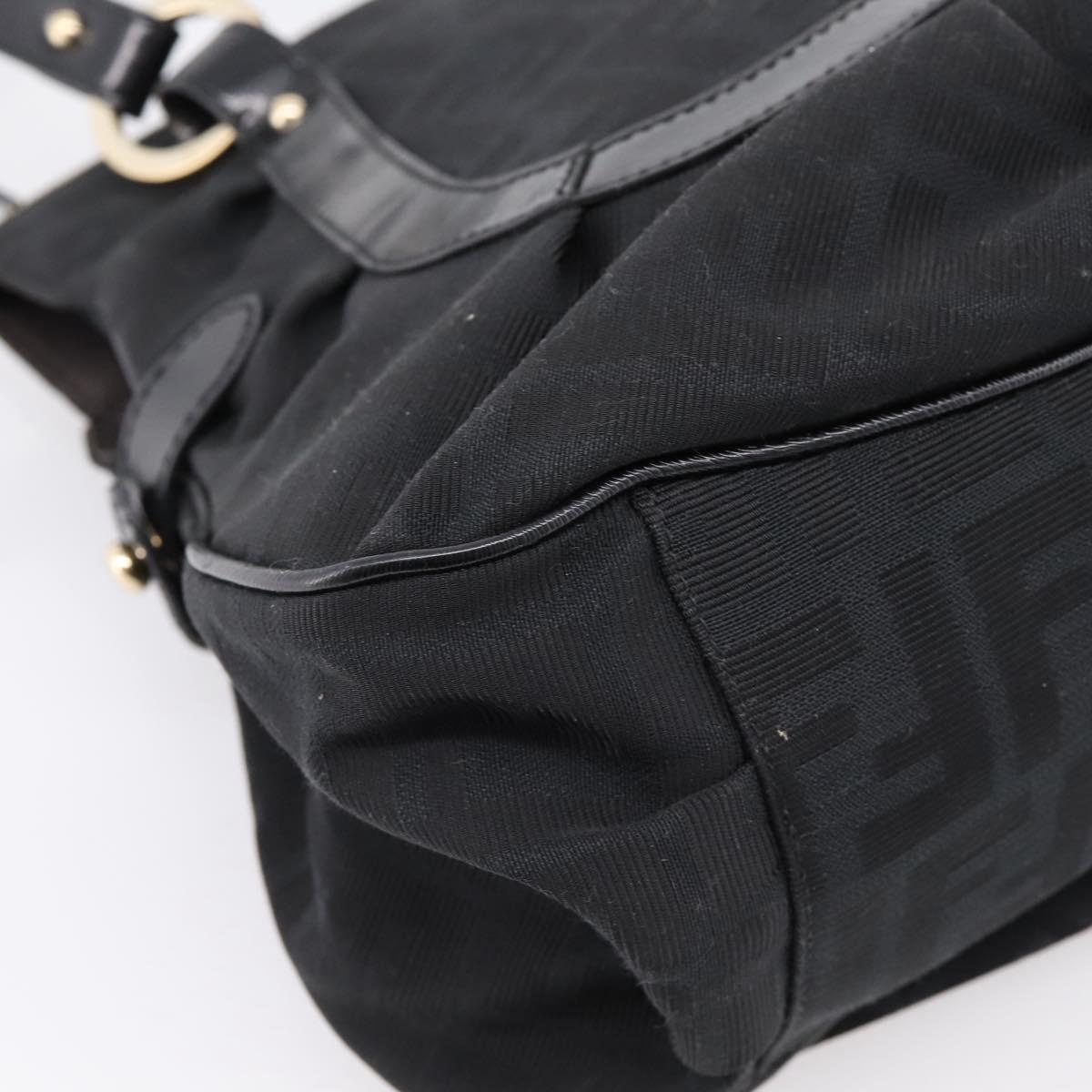 FENDI Zucca Canvas Tote Bag Black Gold Tone 8BR628 Auth 199495A