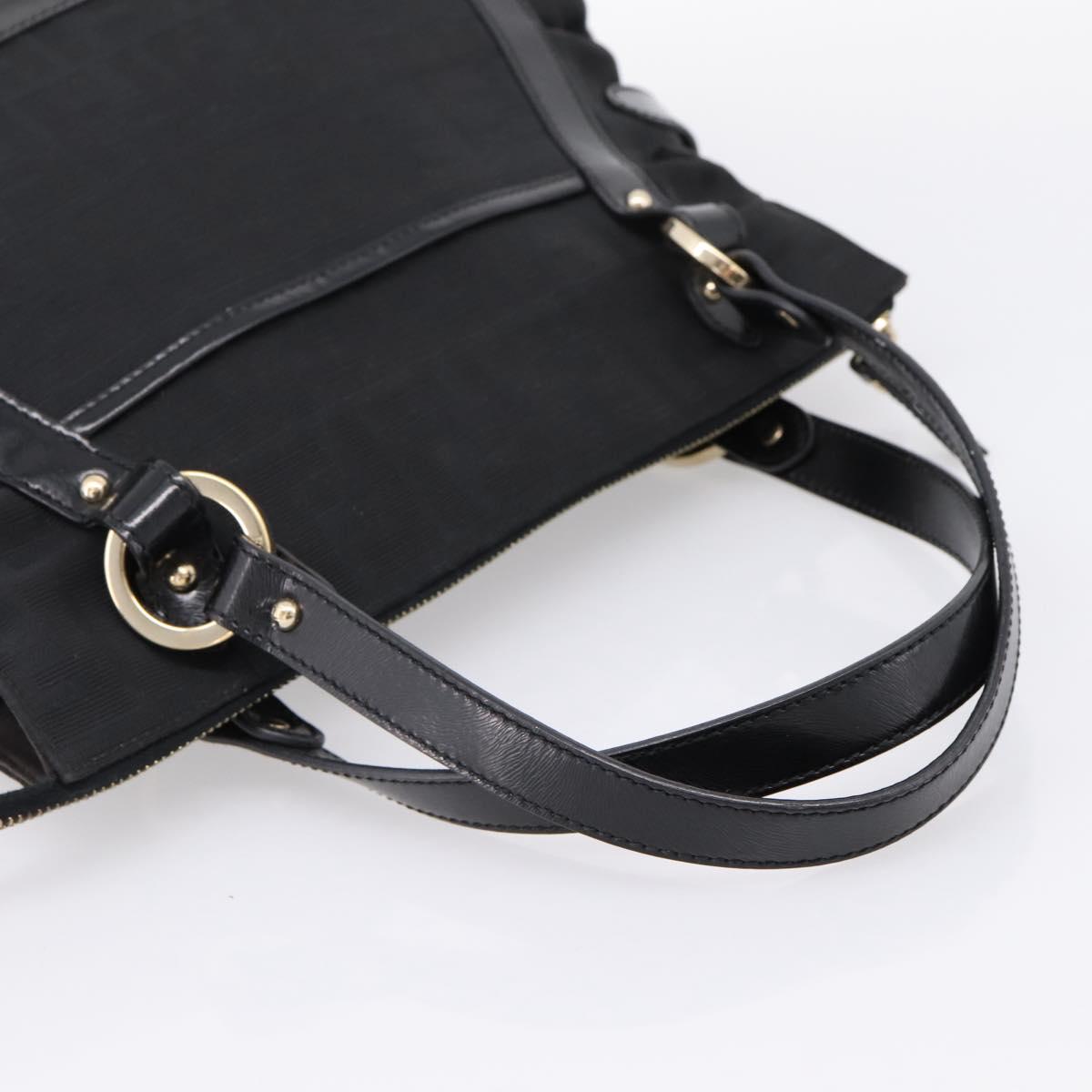 FENDI Zucca Canvas Tote Bag Black Gold Tone 8BR628 Auth 199495A