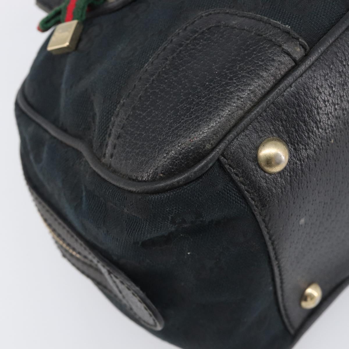 GUCCI GG Canvas Pretty Tote Bag Black Gold Tone Auth 199498