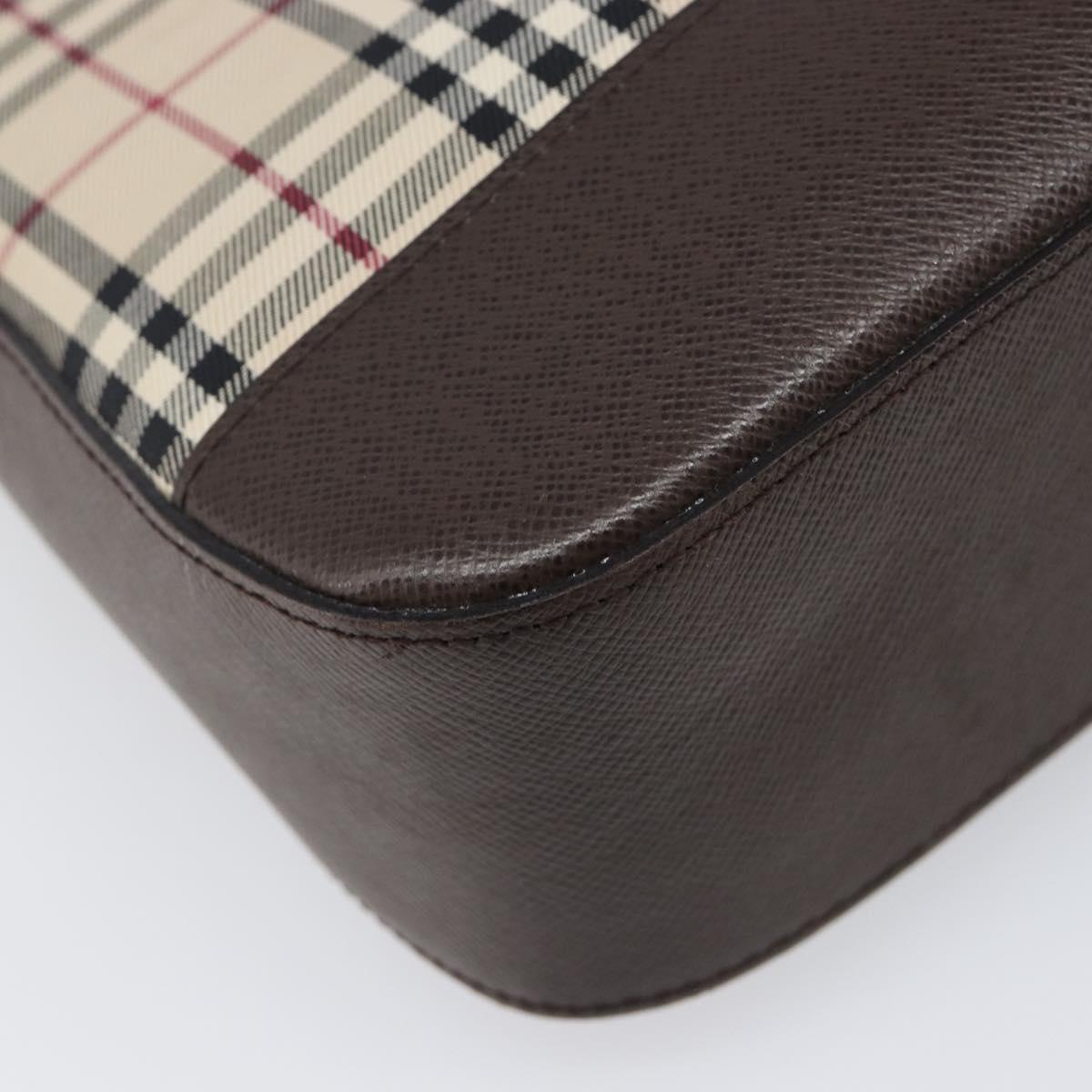 BURBERRY Nova Check Shoulder Bag Canvas Beige Silver Auth 199499A