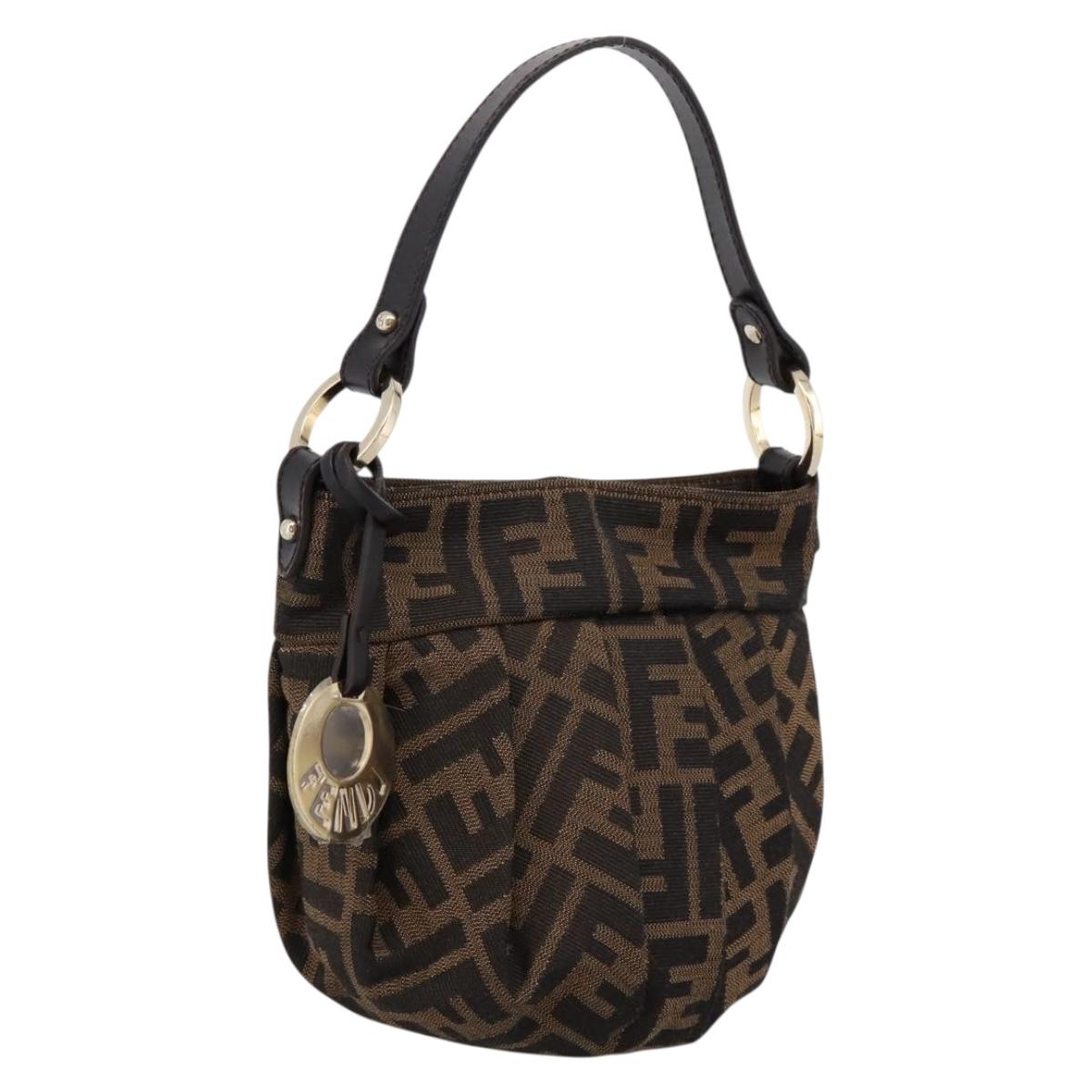 FENDI Zucca Canvas Hand Bag Brown Gold Tone 8BK044 Auth 199502V