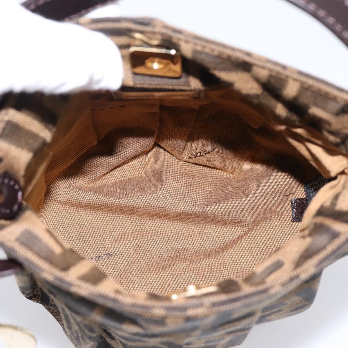 FENDI Zucca Canvas Hand Bag Brown Gold Tone 8BK044 Auth 199502V