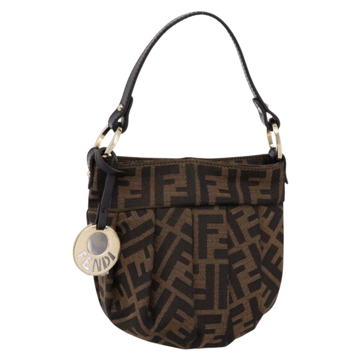 FENDI Zucca Canvas Hand Bag Brown Gold Tone 8BK044 Auth 199502V