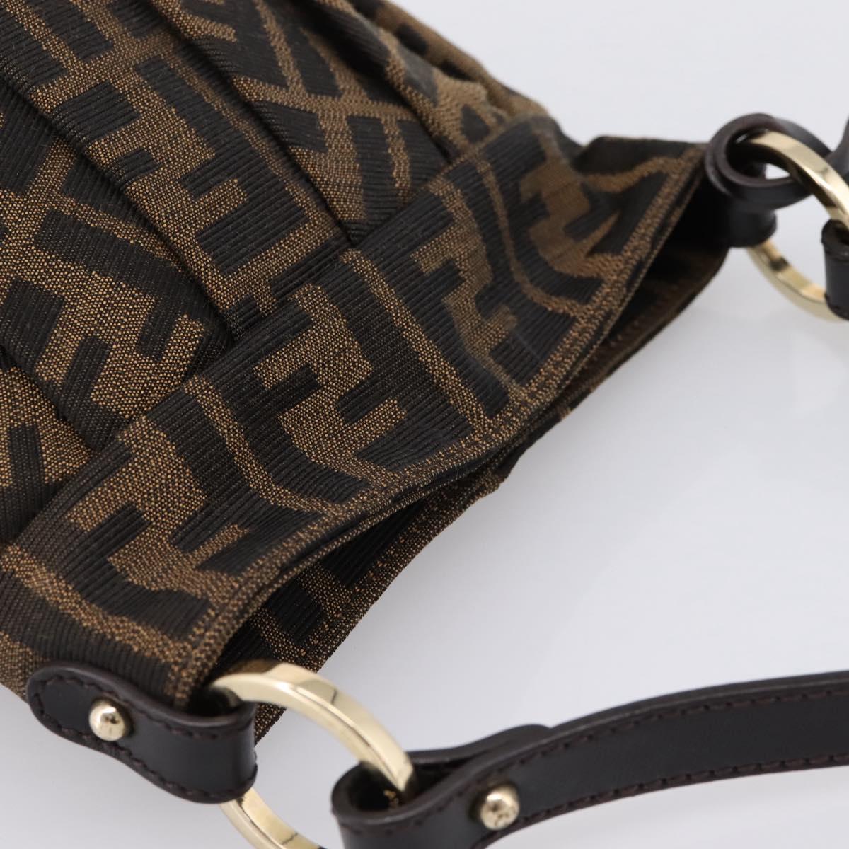 FENDI Zucca Canvas Hand Bag Brown Gold Tone 8BK044 Auth 199502V