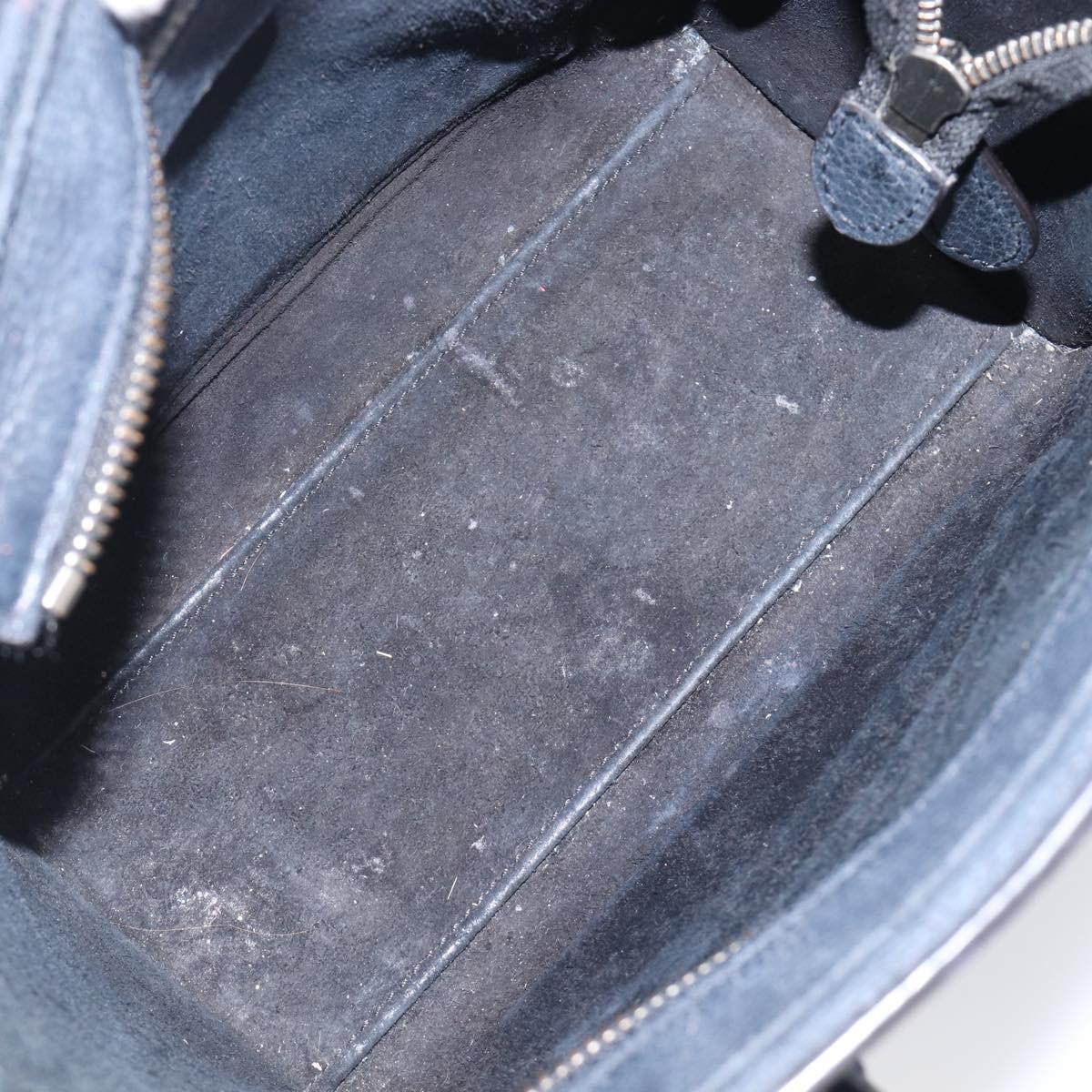 CELINE Luggage Nano Shopper Hand Bag Leather Navy Silver Auth 199504