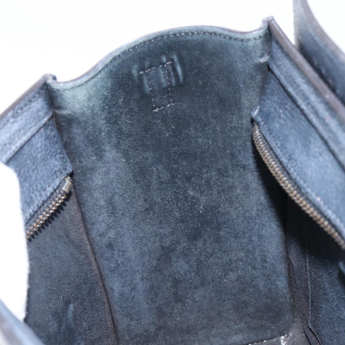 CELINE Luggage Nano Shopper Hand Bag Leather Navy Silver Auth 199504
