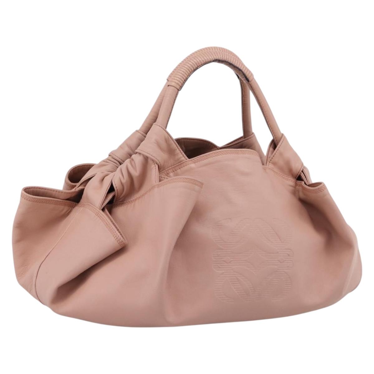 LOEWE Anagram Nappa Aire Hand Bag Leather Pink Gold Tone Auth 199505V
