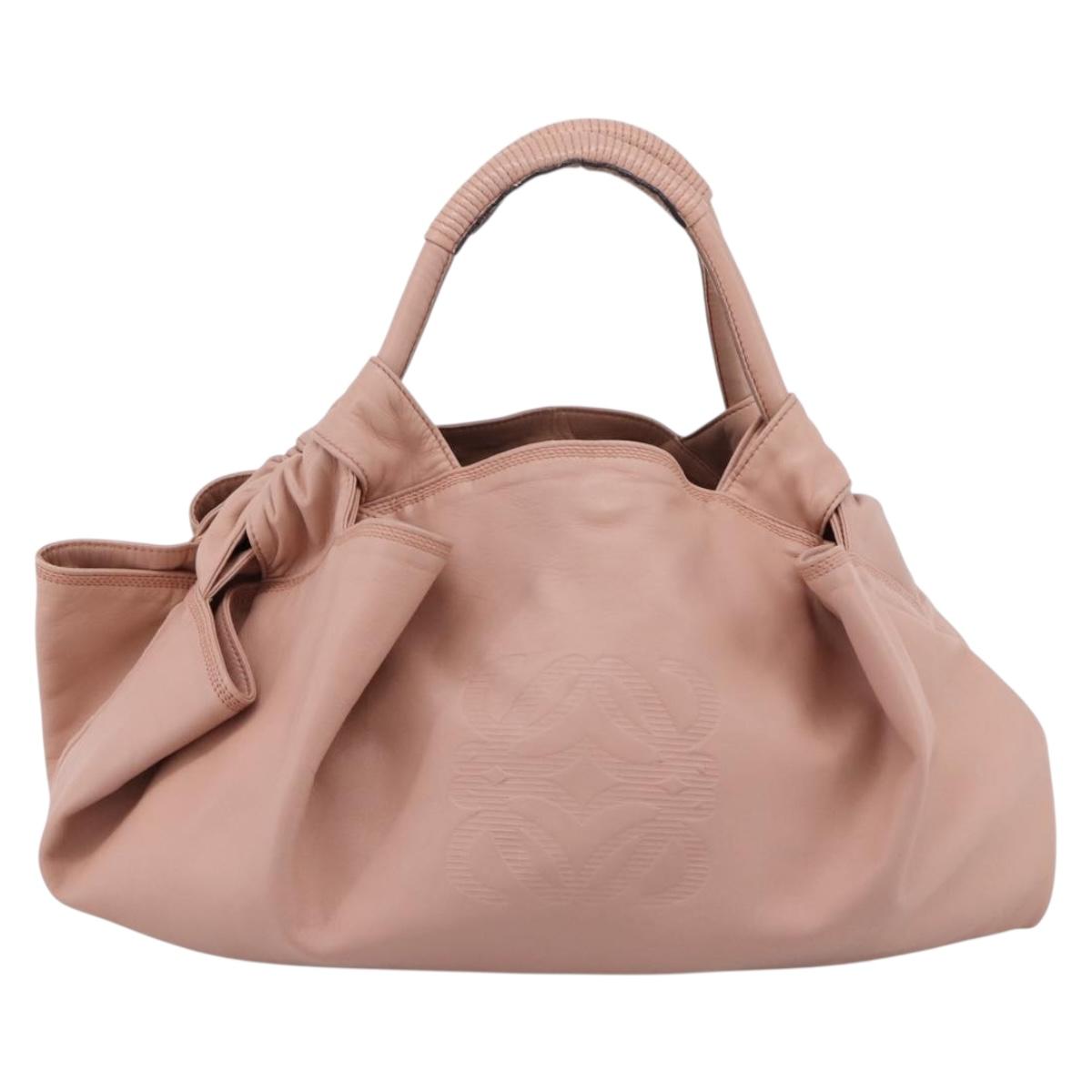 LOEWE Anagram Nappa Aire Hand Bag Leather Pink Gold Tone Auth 199505V