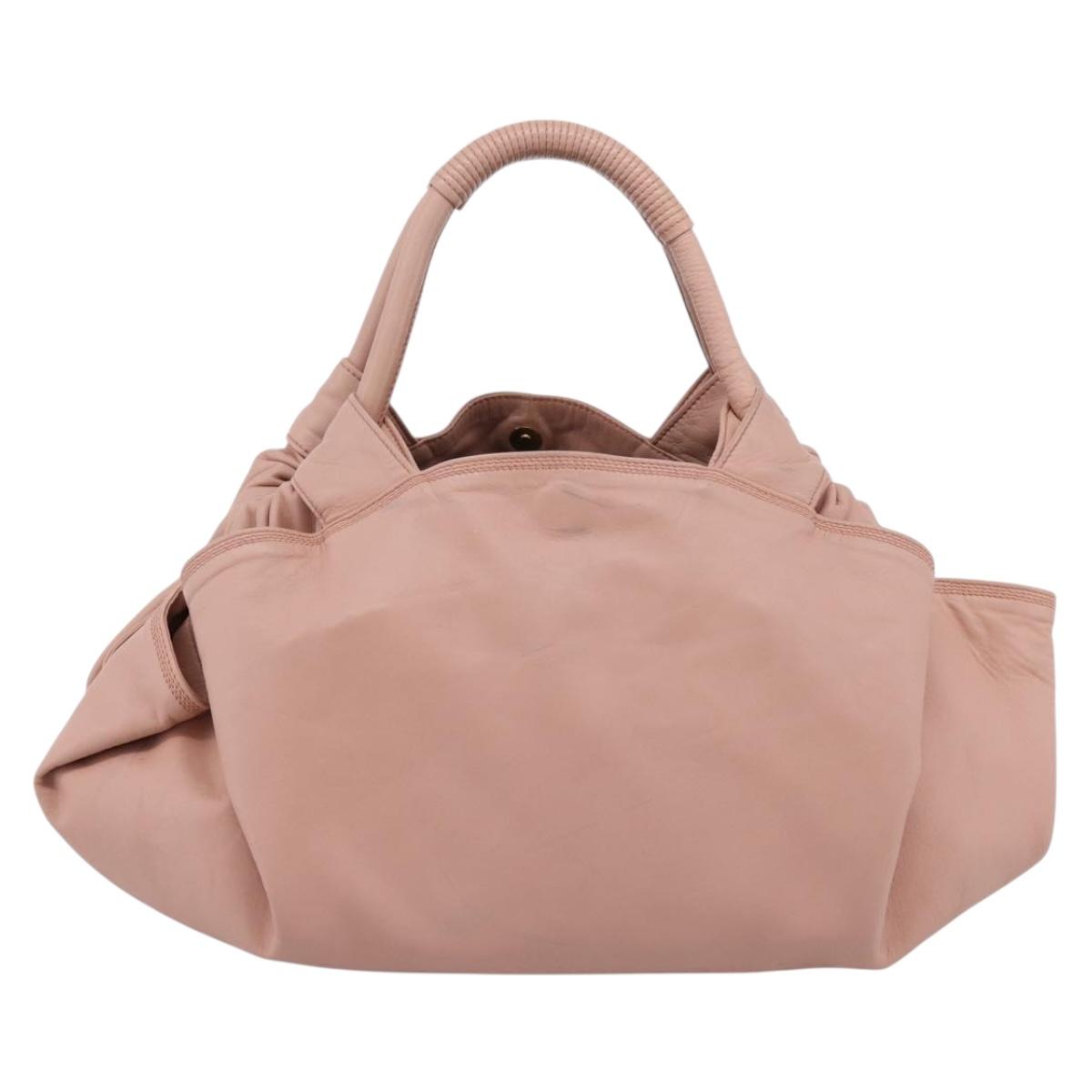 LOEWE Anagram Nappa Aire Hand Bag Leather Pink Gold Tone Auth 199505V