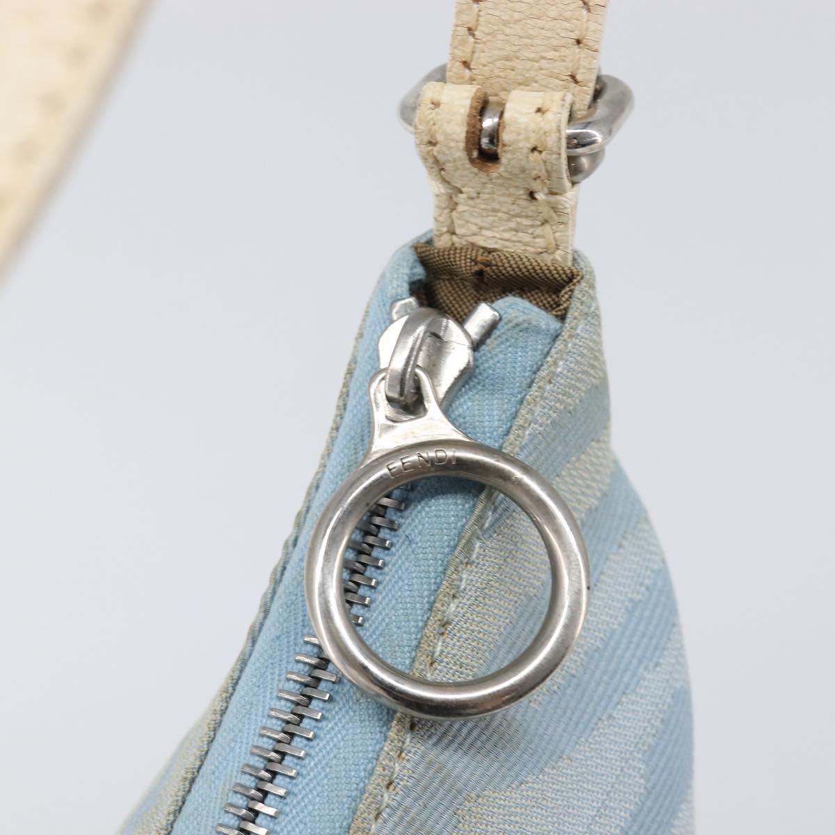 FENDI Shoulder Bag Canvas Light Blue Silver 8BR248 Auth 199506