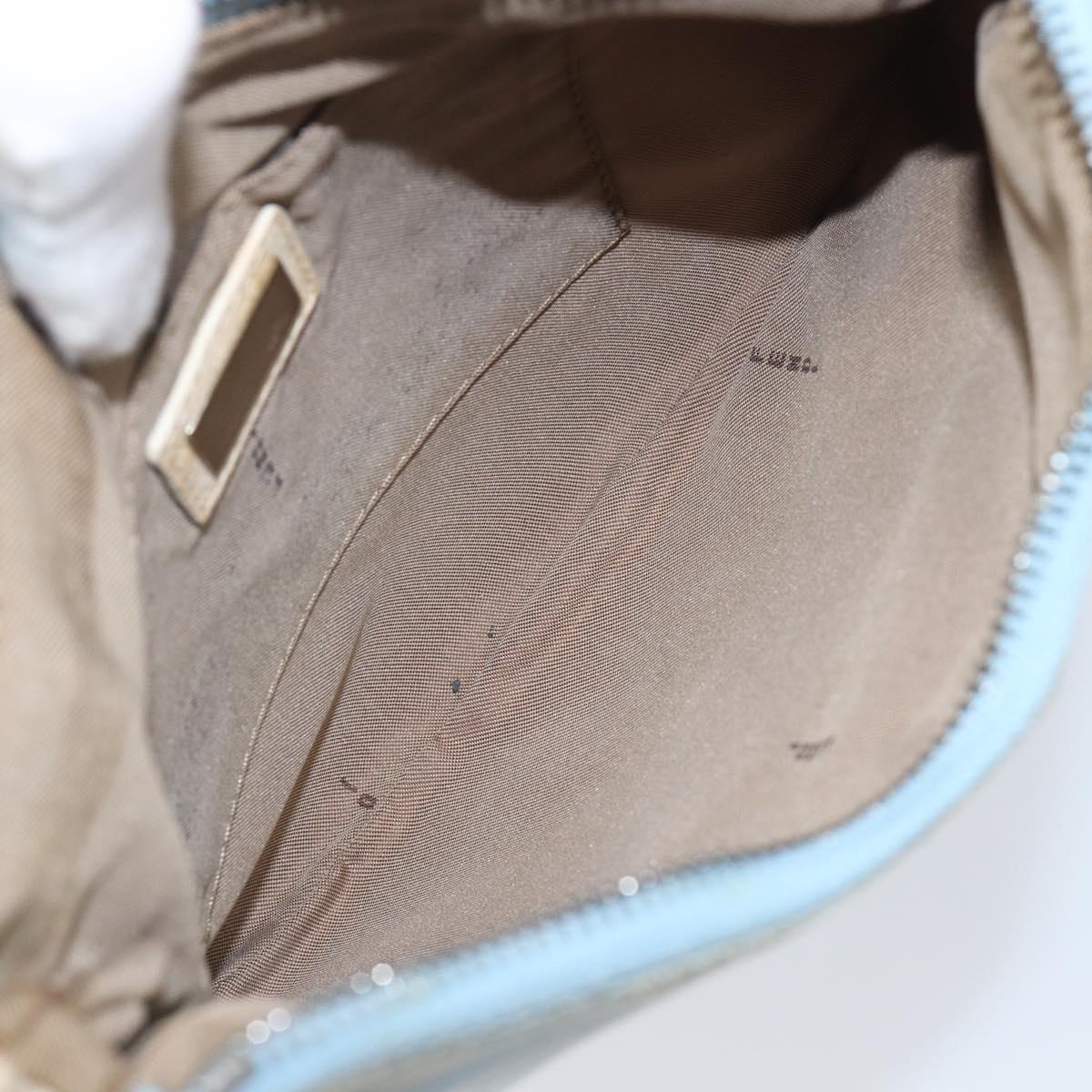 FENDI Shoulder Bag Canvas Light Blue Silver 8BR248 Auth 199506
