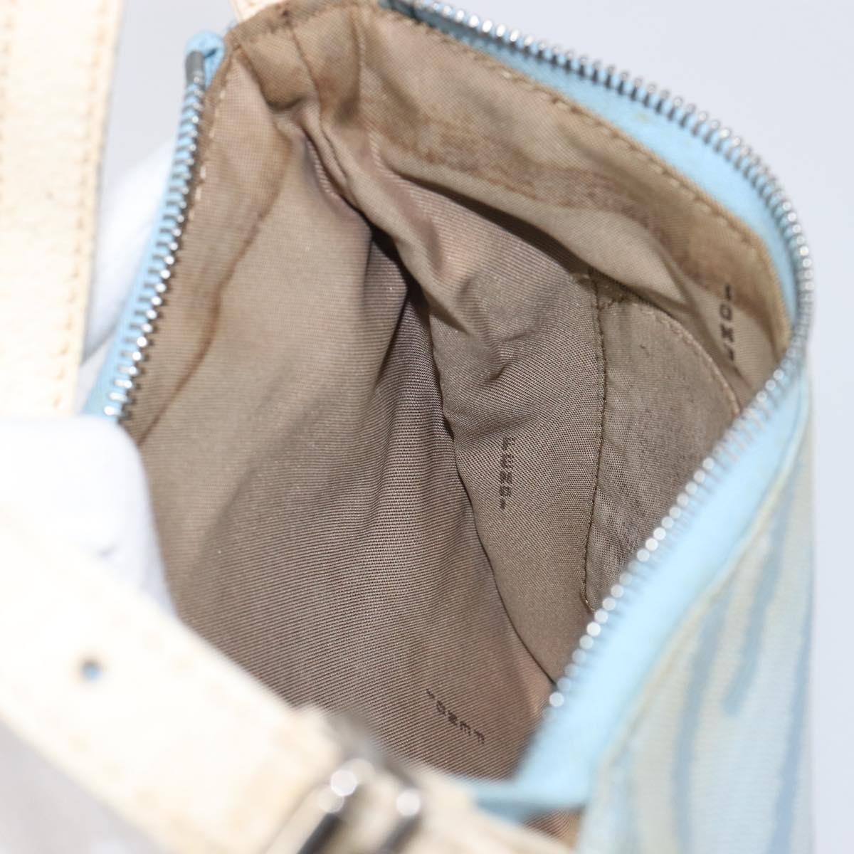 FENDI Shoulder Bag Canvas Light Blue Silver 8BR248 Auth 199506