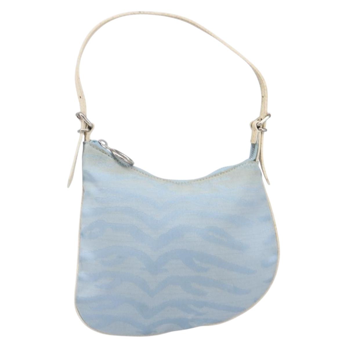FENDI Shoulder Bag Canvas Light Blue Silver 8BR248 Auth 199506