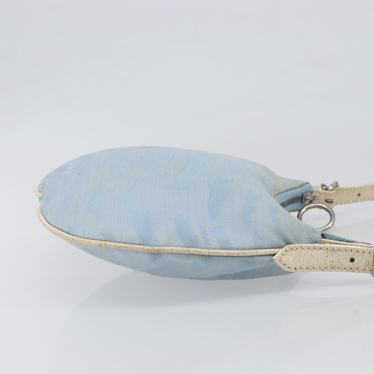 FENDI Shoulder Bag Canvas Light Blue Silver 8BR248 Auth 199506
