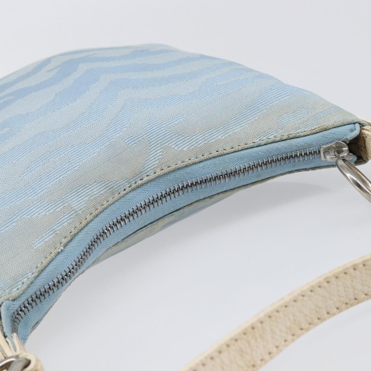 FENDI Shoulder Bag Canvas Light Blue Silver 8BR248 Auth 199506