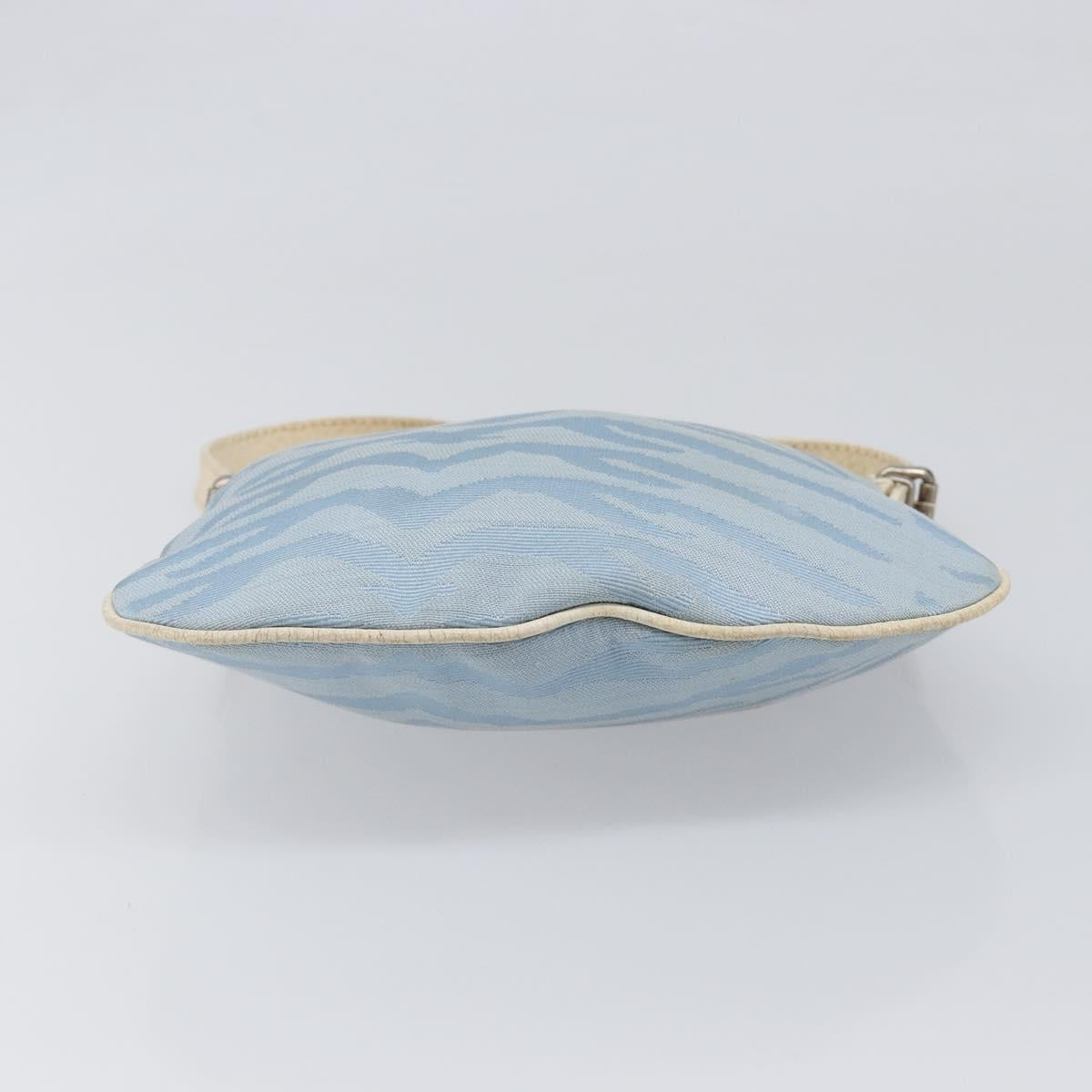 FENDI Shoulder Bag Canvas Light Blue Silver 8BR248 Auth 199506
