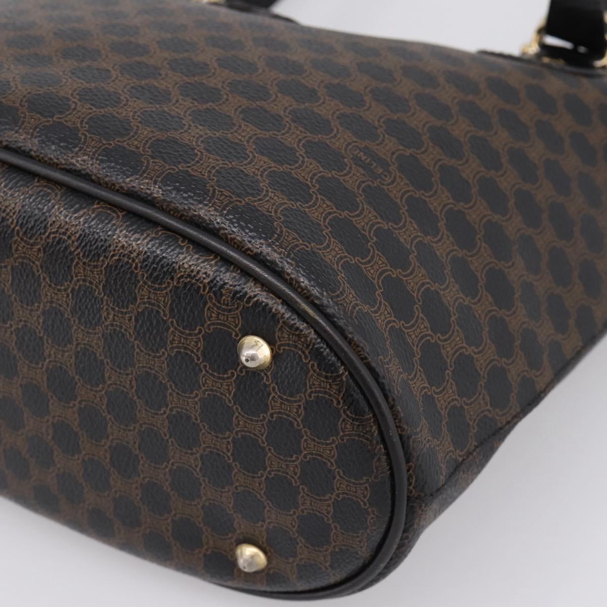 CELINE Macadam Shoulder Bag PVC Leather Black Gold Tone Auth 199507A