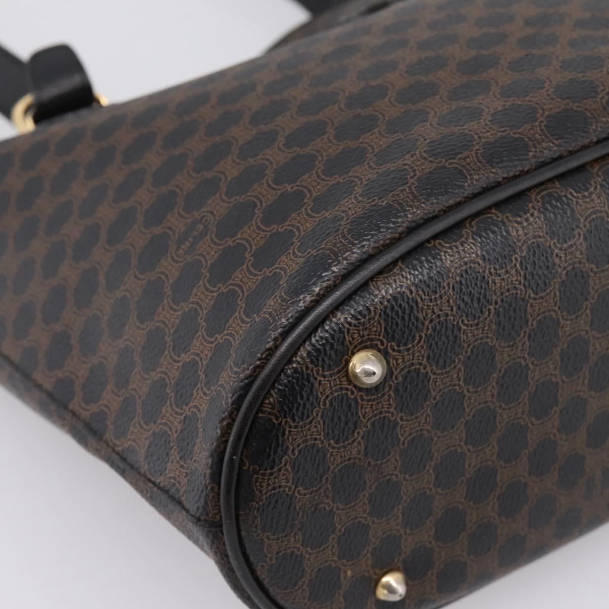 CELINE Macadam Shoulder Bag PVC Leather Black Gold Tone Auth 199507A