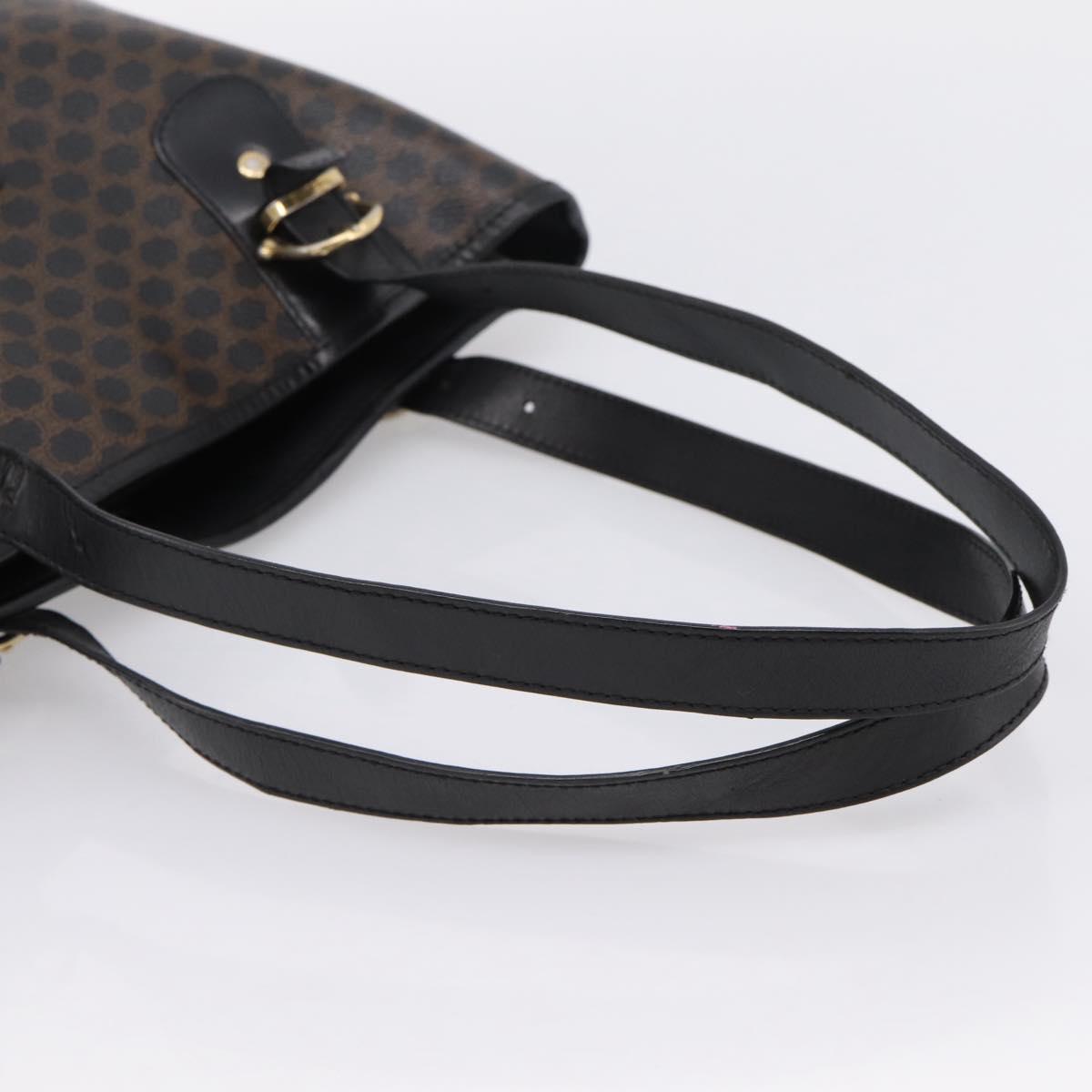 CELINE Macadam Shoulder Bag PVC Leather Black Gold Tone Auth 199507A