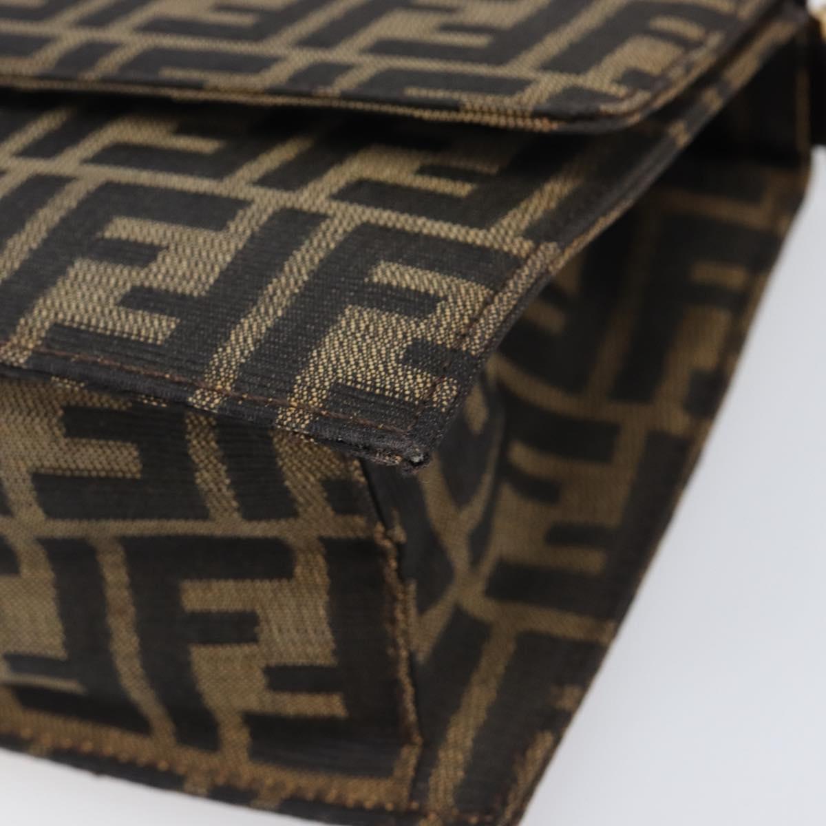 FENDI Zucca Canvas Shoulder Bag Brown Gold Tone Auth 199508A