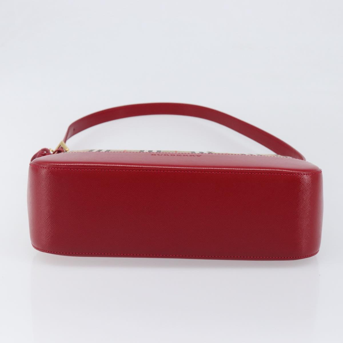 BURBERRY Nova Check Shoulder Bag Canvas Beige Red Auth 199510V