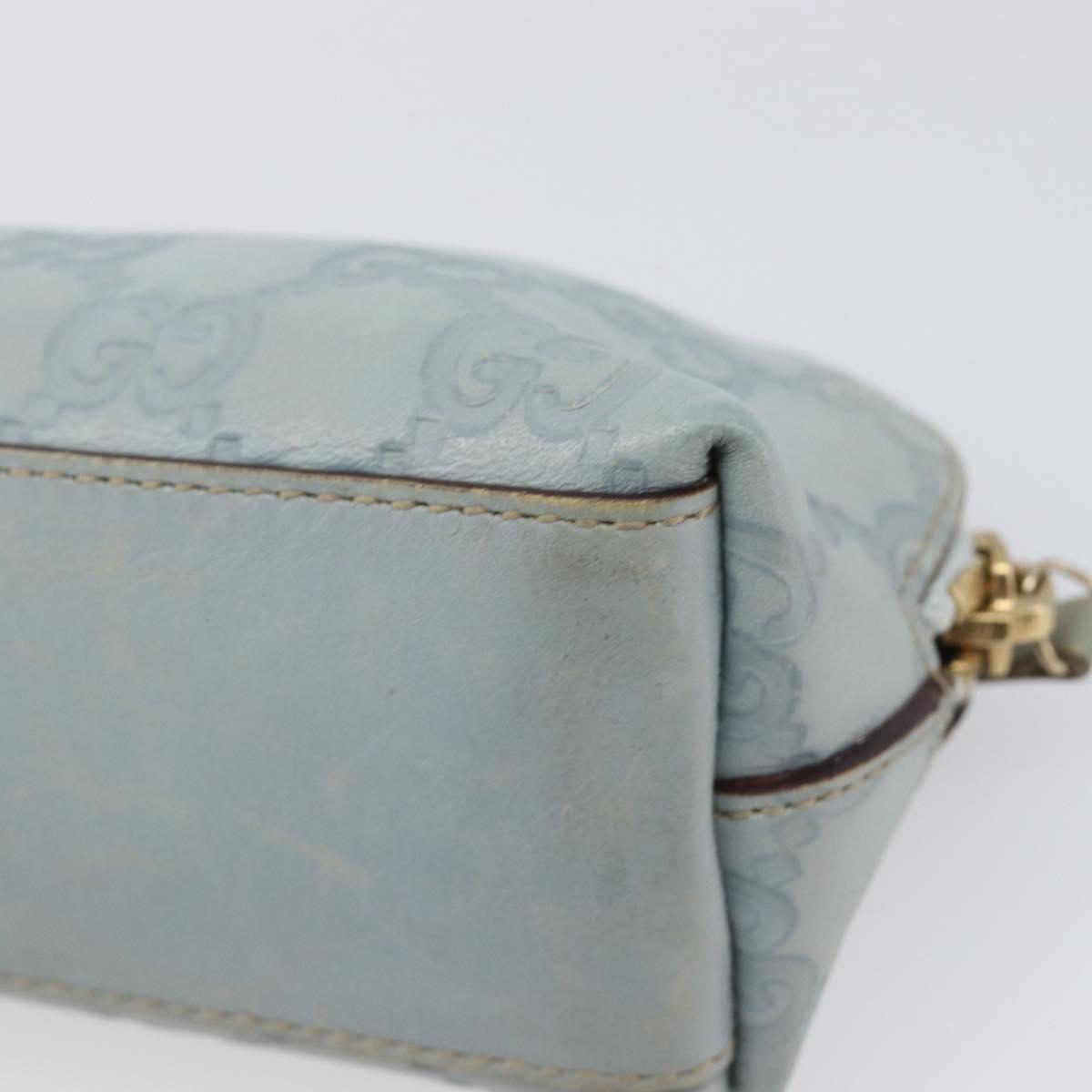 GUCCI GuccissimaGG Pouch Leather Light Blue Gold Tone 141811 Auth 199511