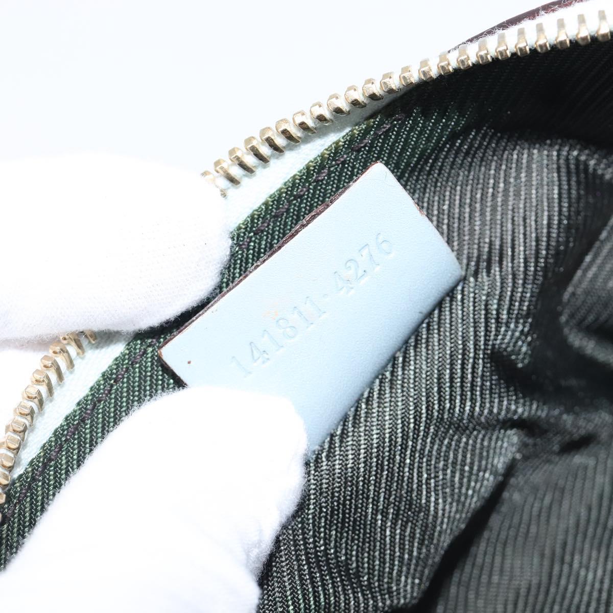 GUCCI GuccissimaGG Pouch Leather Light Blue Gold Tone 141811 Auth 199511