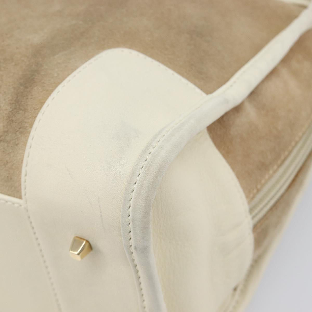 LOEWE Amazonas Hand Bag Suede Beige Gold Tone Auth 199514A