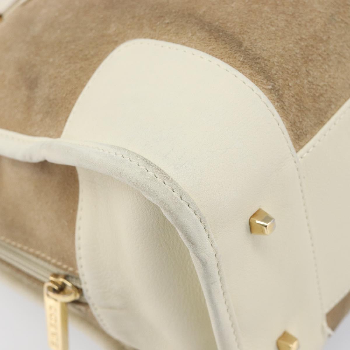 LOEWE Amazonas Hand Bag Suede Beige Gold Tone Auth 199514A