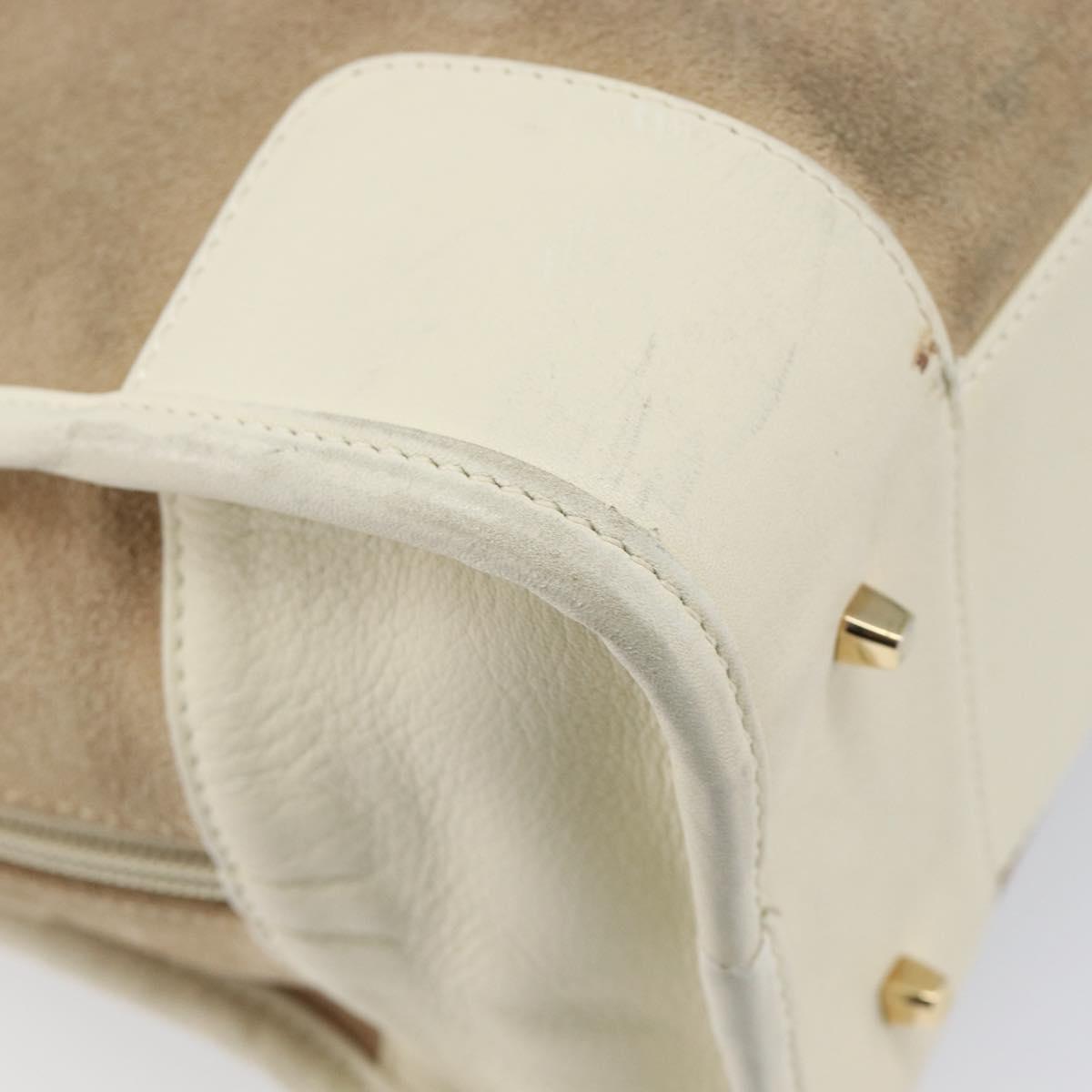 LOEWE Amazonas Hand Bag Suede Beige Gold Tone Auth 199514A