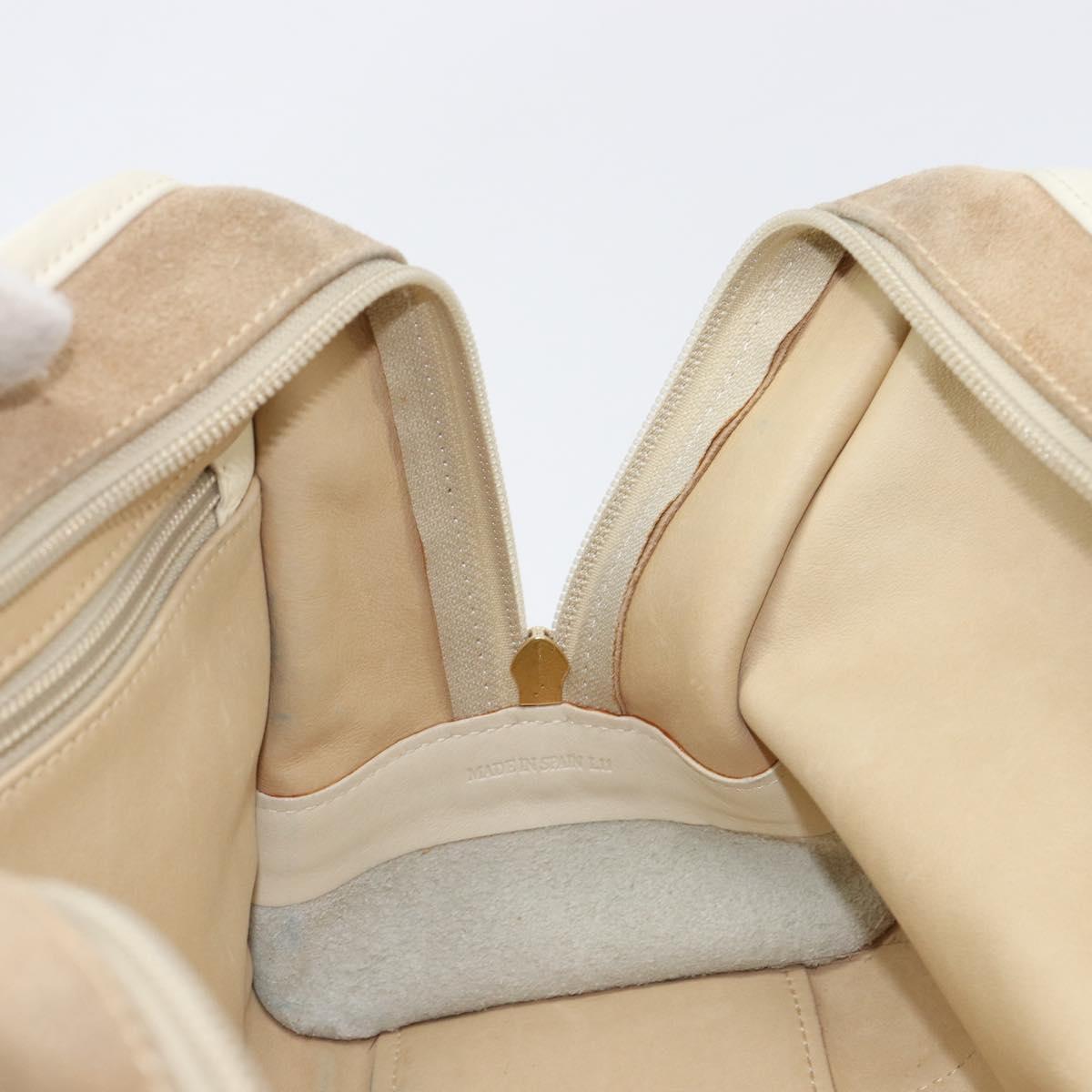 LOEWE Amazonas Hand Bag Suede Beige Gold Tone Auth 199514A